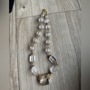 1928 16” Adjustable Glass Beaded Necklace with Gold Tones